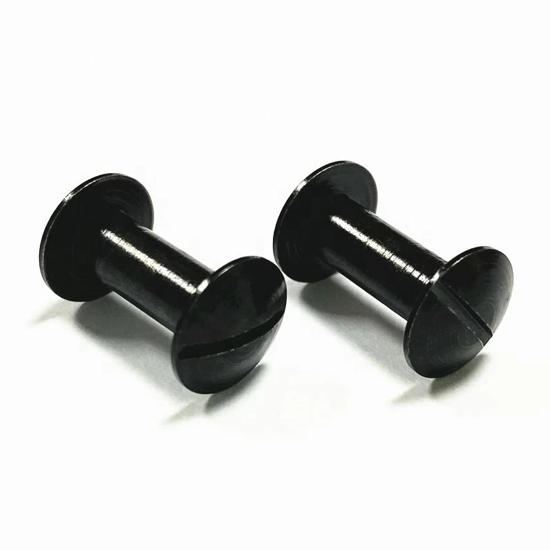 Steel Black Leather Chicago Screw